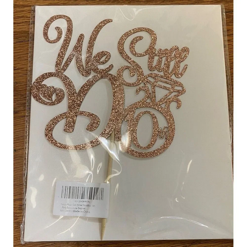 We Still Do 10th Anniversary Cake Topper Rose Gold Glitter Pick‎